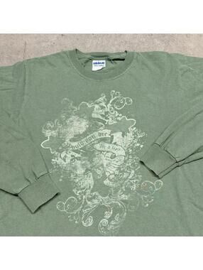 Vintage Kerusso Long Sleeve T-Shirt Mens Small Green Jesus God Grunge Y2K